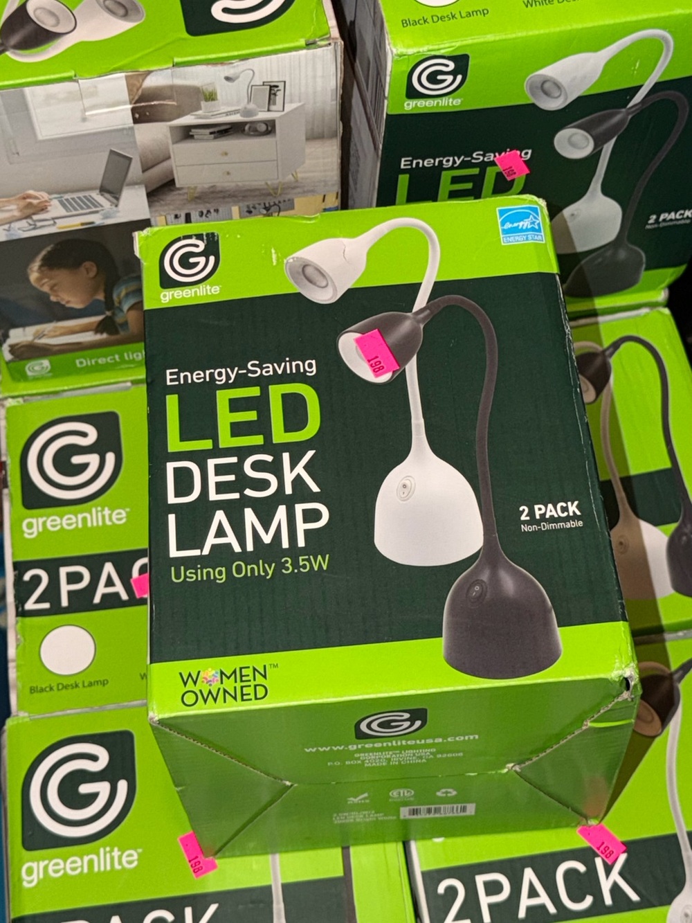 Greenlite LED Desk Lamp 2-Pack — White and Black